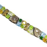 Sterling Silver Natural Multi Gemstone Bracelet Chrome Diopside Quartz Citrine Topaz LARGE – Estate Find