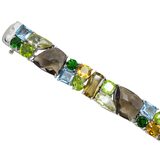 Sterling Silver Natural Multi Gemstone Bracelet Chrome Diopside Quartz Citrine Topaz LARGE – Estate Find
