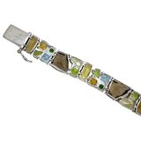 Sterling Silver Natural Multi Gemstone Bracelet Chrome Diopside Quartz Citrine Topaz LARGE – Estate Find