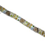 Sterling Silver Natural Multi Gemstone Bracelet Chrome Diopside Quartz Citrine Topaz LARGE – Estate Find