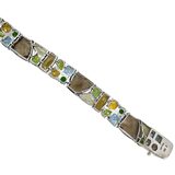 Sterling Silver Natural Multi Gemstone Bracelet Chrome Diopside Quartz Citrine Topaz LARGE – Estate Find