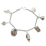 Artisan Silver Charm Bracelet Boho Folk Art Style Acid Tested 14g 7.5” – Estate Find