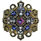 Early Studio Signed Sweet Romance Peacock Midnight Cross Cuff Bracelet In Bronze Finish – Collectible designer item - retired