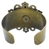 Early Studio Signed Sweet Romance Peacock Midnight Cross Cuff Bracelet In Bronze Finish – Collectible designer item - retired