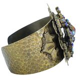 Early Studio Signed Sweet Romance Peacock Midnight Cross Cuff Bracelet In Bronze Finish – Collectible designer item - retired