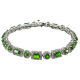 FZN 8.98ctw Chrome Diopside White Zircon Sterling Silver Bracelet 8” – Estate Find