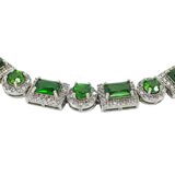 FZN 8.98ctw Chrome Diopside White Zircon Sterling Silver Bracelet 8” – Estate Find