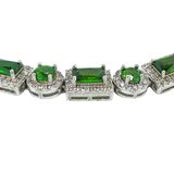 FZN 8.98ctw Chrome Diopside White Zircon Sterling Silver Bracelet 8” – Estate Find