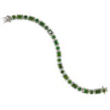 FZN 8.98ctw Chrome Diopside White Zircon Sterling Silver Bracelet 8” – Estate Find
