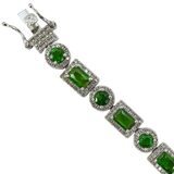 FZN 8.98ctw Chrome Diopside White Zircon Sterling Silver Bracelet 8” – Estate Find