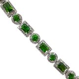 FZN 8.98ctw Chrome Diopside White Zircon Sterling Silver Bracelet 8” – Estate Find