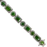 FZN 8.98ctw Chrome Diopside White Zircon Sterling Silver Bracelet 8” – Estate Find