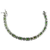 FZN 8.98ctw Chrome Diopside White Zircon Sterling Silver Bracelet 8” – Estate Find