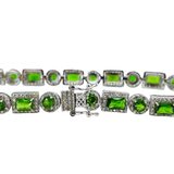 FZN 8.98ctw Chrome Diopside White Zircon Sterling Silver Bracelet 8” – Estate Find