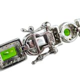 FZN 8.98ctw Chrome Diopside White Zircon Sterling Silver Bracelet 8” – Estate Find