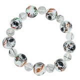 Hand Painted Porcelain Crab Motif & Tourmalinated Quartz Bead Bracelet – OOAK - Unique one of a kind item handmade by A World Of Things made using recycled materials 