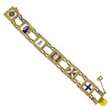 Vintage Topazio Portugal Sterling Silver Vermeil Enamel Heraldic Panel Bracelet – Rare collectible vintage item 