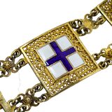 Vintage Topazio Portugal Sterling Silver Vermeil Enamel Heraldic Panel Bracelet – Rare collectible vintage item 
