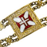 Vintage Topazio Portugal Sterling Silver Vermeil Enamel Heraldic Panel Bracelet – Rare collectible vintage item 
