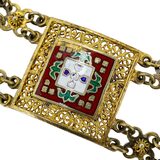 Vintage Topazio Portugal Sterling Silver Vermeil Enamel Heraldic Panel Bracelet – Rare collectible vintage item 