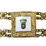Vintage Topazio Portugal Sterling Silver Vermeil Enamel Heraldic Panel Bracelet – Rare collectible vintage item 