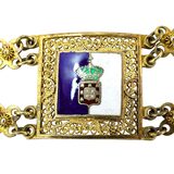Vintage Topazio Portugal Sterling Silver Vermeil Enamel Heraldic Panel Bracelet – Rare collectible vintage item 