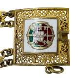 Vintage Topazio Portugal Sterling Silver Vermeil Enamel Heraldic Panel Bracelet – Rare collectible vintage item 