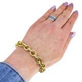 Vintage 1950s Signed Napier Gold Tone Textured Heavy Link Chain Bracelet – Collectible vintage designer item