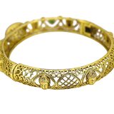 Vintage Hinged Bangle Buddha Motif Gilt Brass Lavender Cabochon Ethnographic Revival – Rare collectible vintage item 