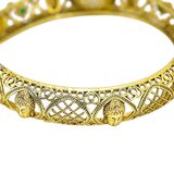 Vintage Hinged Bangle Buddha Motif Gilt Brass Lavender Cabochon Ethnographic Revival – Rare collectible vintage item 