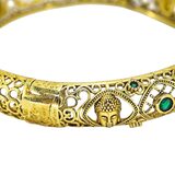 Vintage Hinged Bangle Buddha Motif Gilt Brass Lavender Cabochon Ethnographic Revival – Rare collectible vintage item 