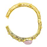 Vintage Hinged Bangle Buddha Motif Gilt Brass Lavender Cabochon Ethnographic Revival – Rare collectible vintage item 