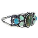 Relios Sterling Silver Cuff Bracelet Turqouise Chrysocolla Chrysoprase