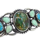 Relios Sterling Silver Cuff Bracelet Turqouise Chrysocolla Chrysoprase