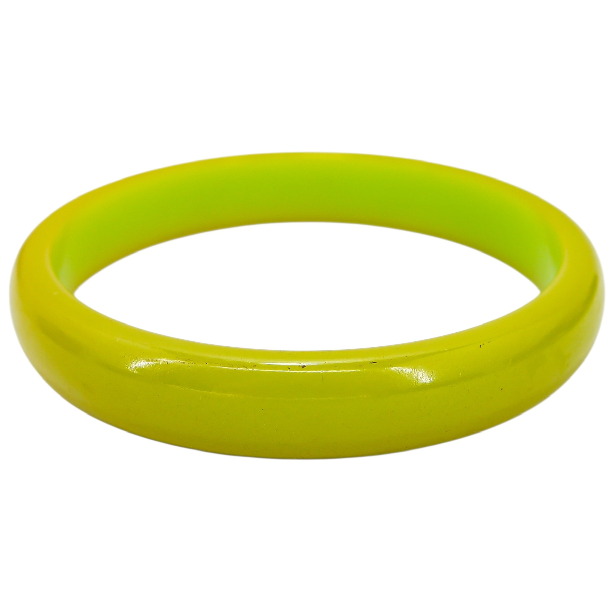 Vintage Green Bakelite Bangle - Chartreuse / Lime / Green Pea Color image 2