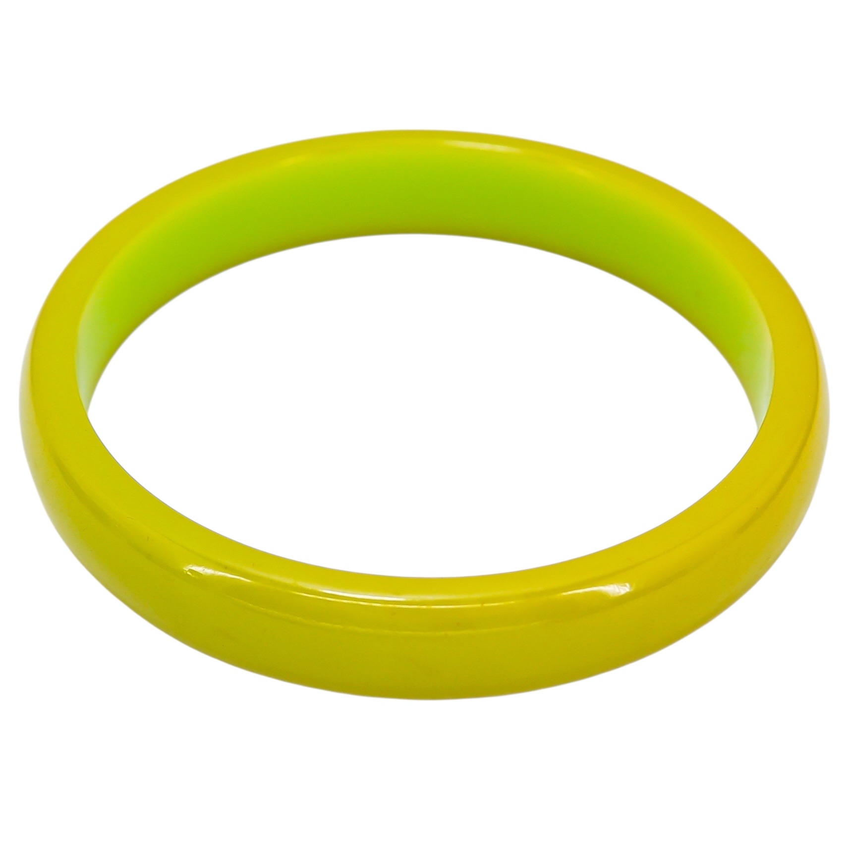 Vintage Green Bakelite Bangle - Chartreuse / Lime / Green Pea Color image 3