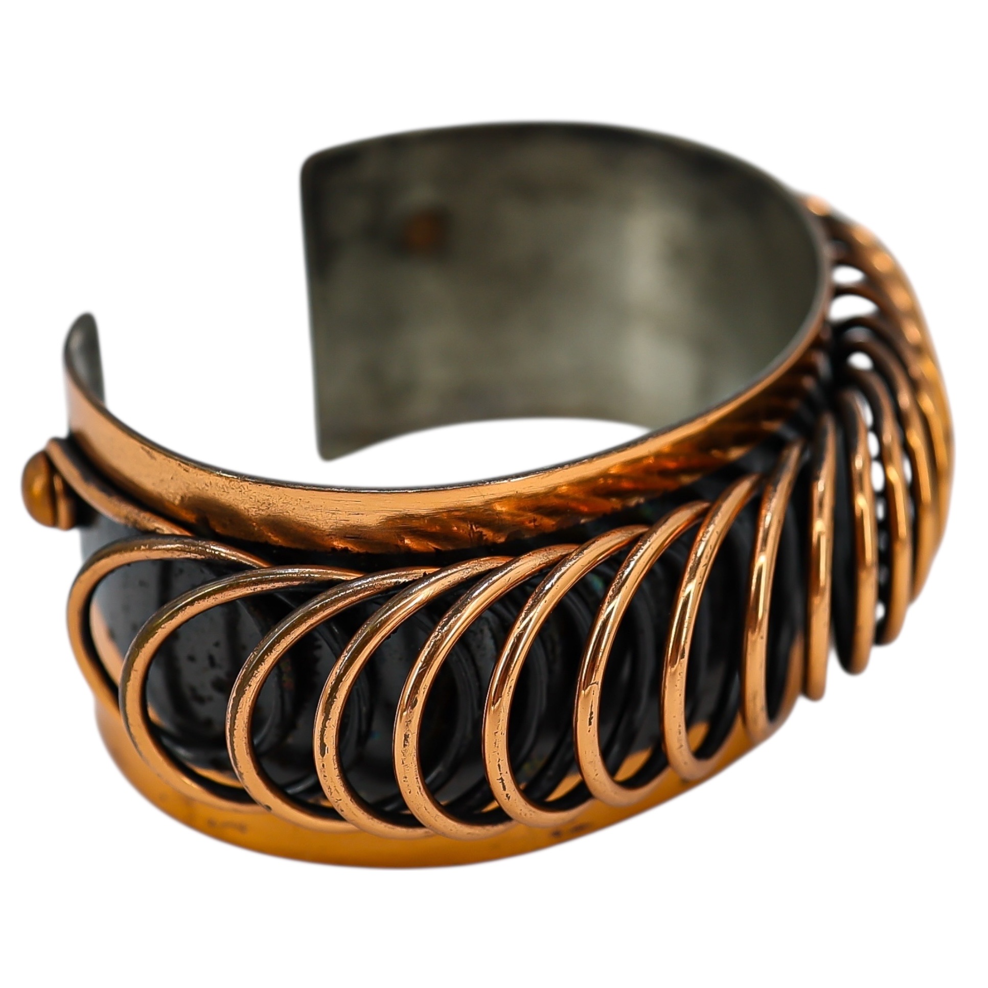 Vintage Renoir Copper Cuff Bracelet – Early Mark “Handmade by Renoir of California” – Modernist Coil Design image 2