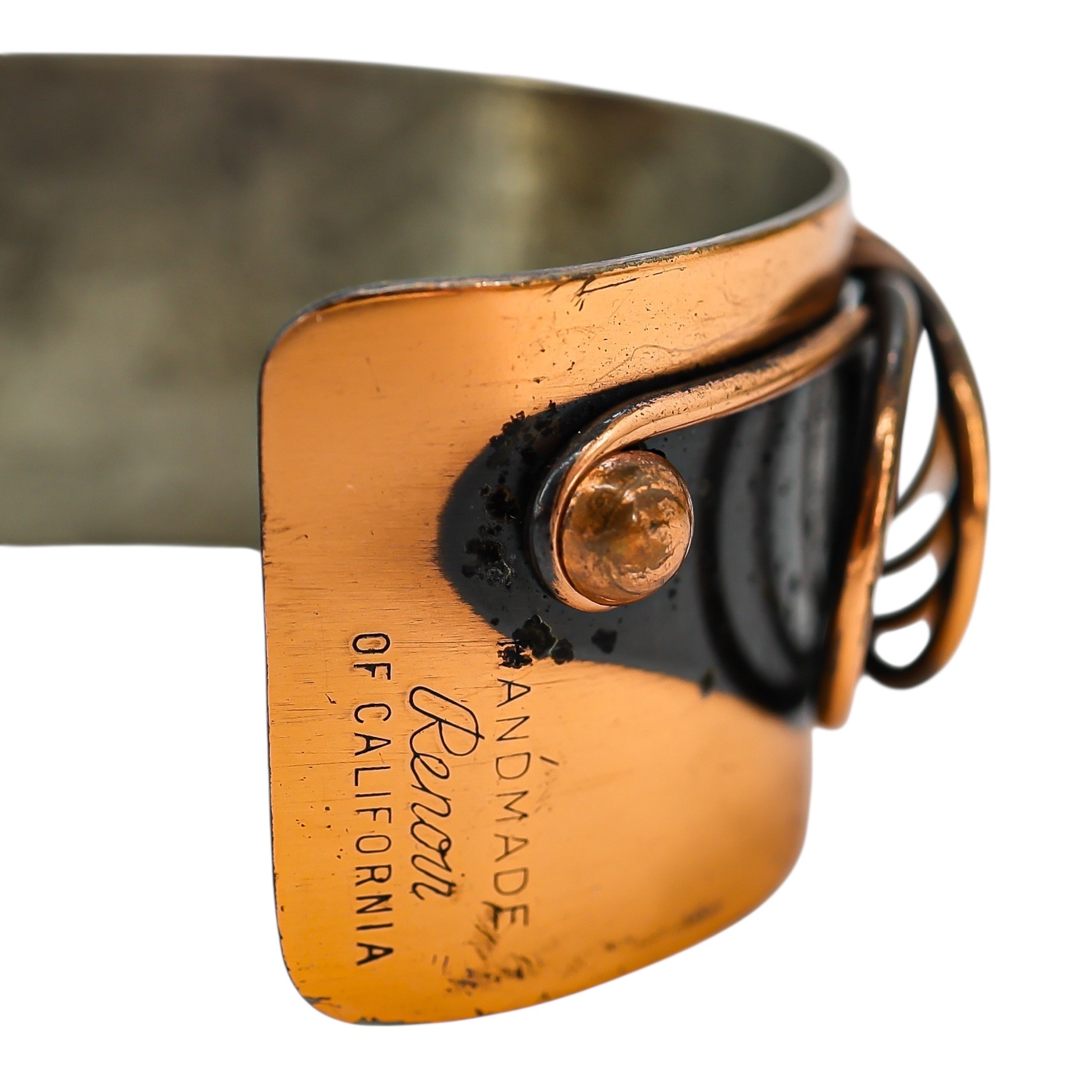 Vintage Renoir Copper Cuff Bracelet – Early Mark “Handmade by Renoir of California” – Modernist Coil Design image 3