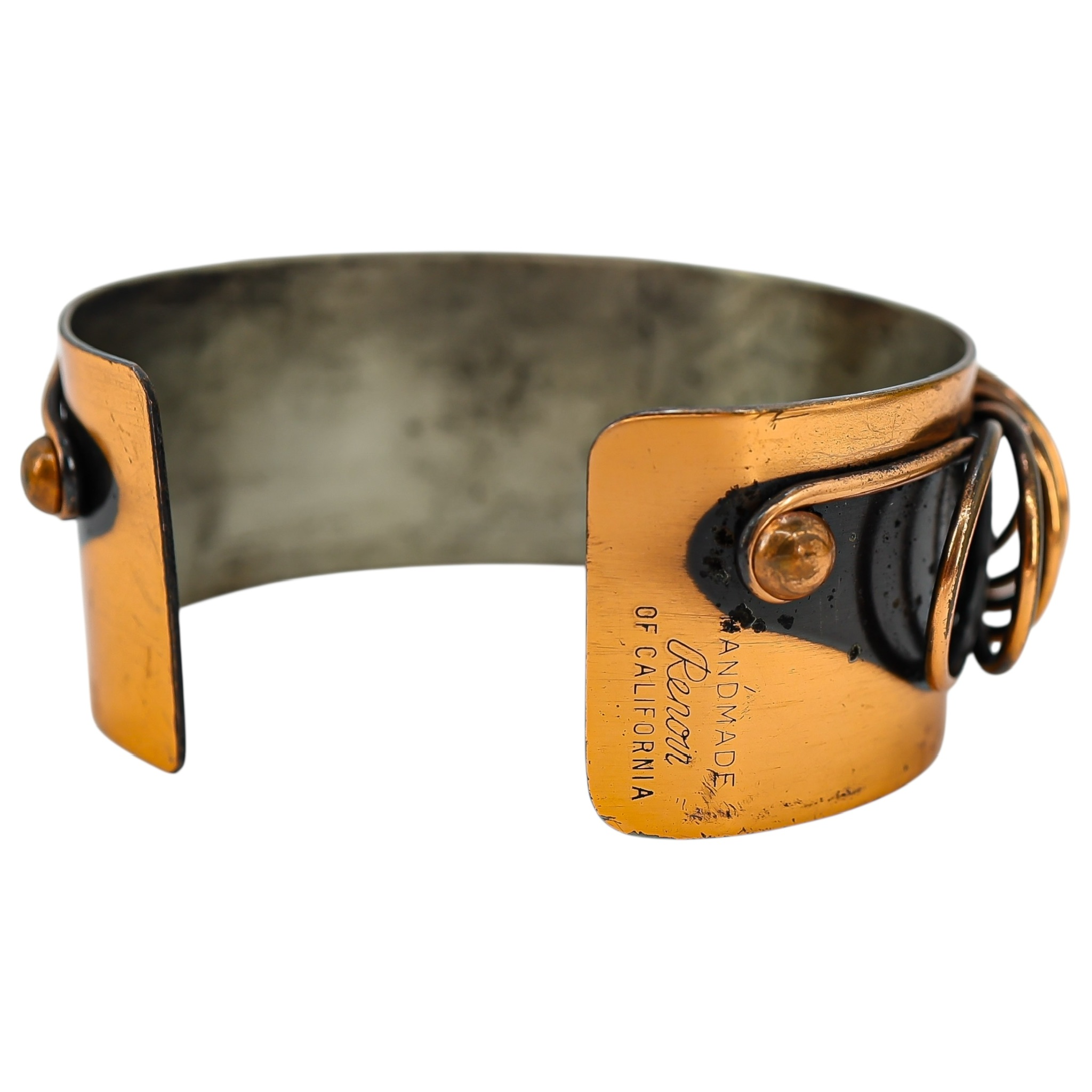 Vintage Renoir Copper Cuff Bracelet – Early Mark “Handmade by Renoir of California” – Modernist Coil Design image 4