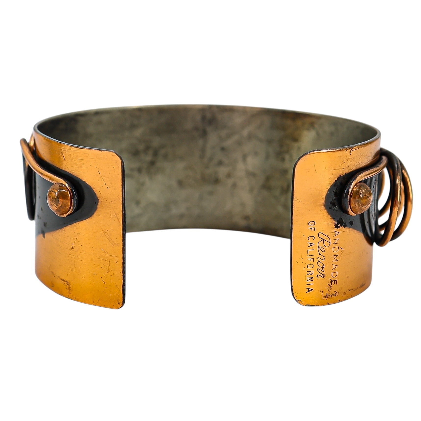 Vintage Renoir Copper Cuff Bracelet – Early Mark “Handmade by Renoir of California” – Modernist Coil Design image 5