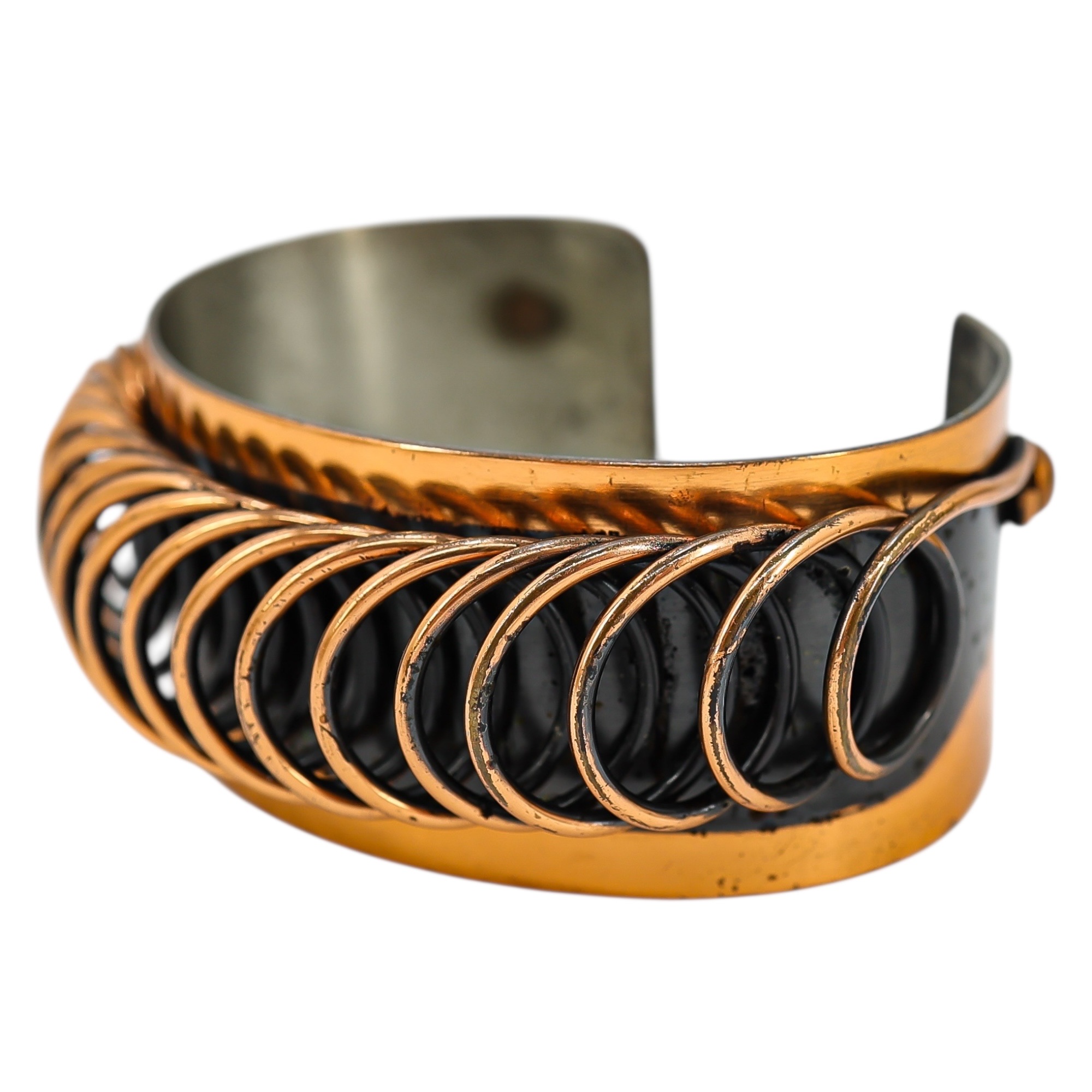 Vintage Renoir Copper Cuff Bracelet – Early Mark “Handmade by Renoir of California” – Modernist Coil Design image 6