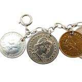 Vintage Coin Charm World Travel Bracelet Assembled Ca 1930-40s – Rare collectible vintage item 
