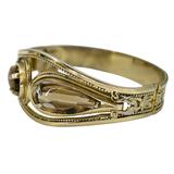 Vintage Antique ca 1920-40s Whiting & Davis Goldtone Hinged Bangle Bracelet Smoky Glass – Collectible vintage designer item