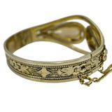 Vintage Antique ca 1920-40s Whiting & Davis Goldtone Hinged Bangle Bracelet Smoky Glass – Collectible vintage designer item