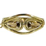 Vintage Antique ca 1920-40s Whiting & Davis Goldtone Hinged Bangle Bracelet Smoky Glass – Collectible vintage designer item