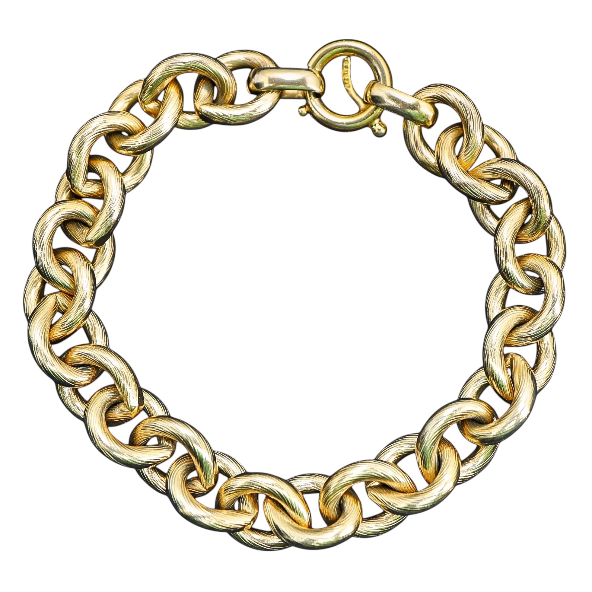 Early Vintage Napier 50s Gold Tone Textured Link Chain Bracelet