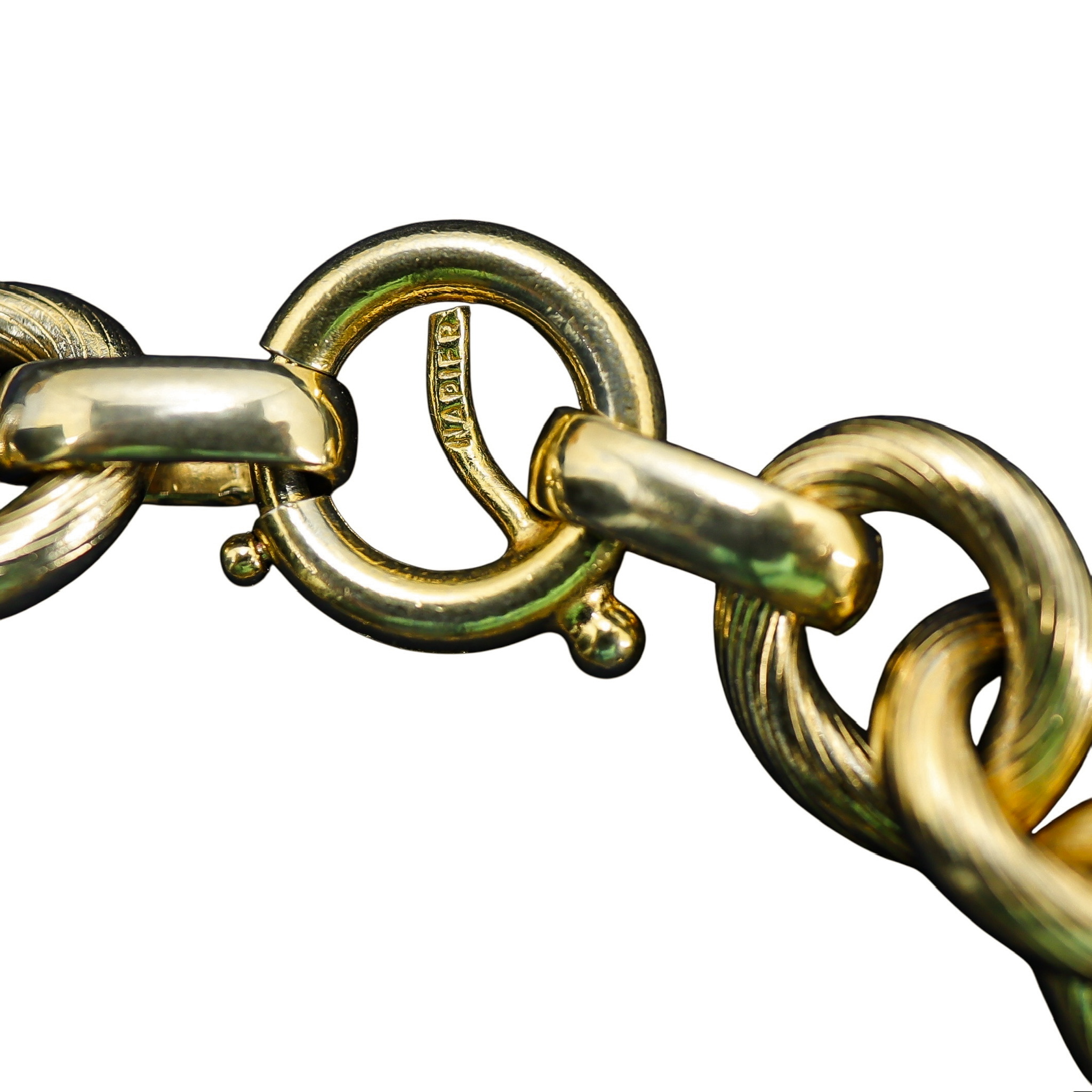 Early Vintage Napier 50s Gold Tone Textured Link Chain Bracelet image 2