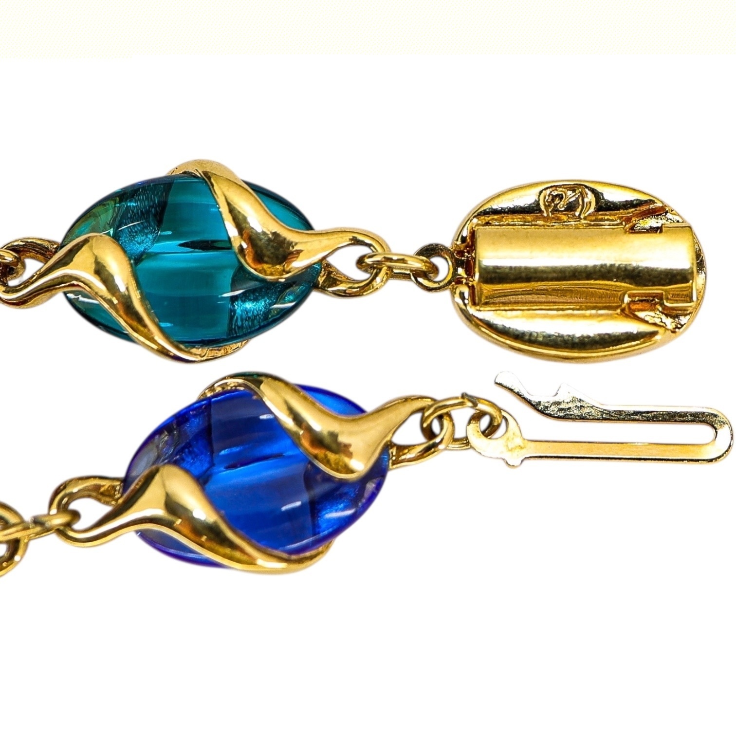 Swarovski Signed Coffee Bean Poured Glass Bracelet Multi-Color image 4