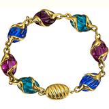Swarovski Signed Coffee Bean Poured Glass Bracelet Multi-Color – Collectible vintage designer item