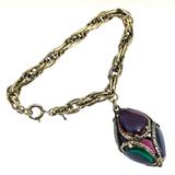 Crown Trifari Renaissance Stained Glass Egg Charm Bracelet – Collectible vintage designer item